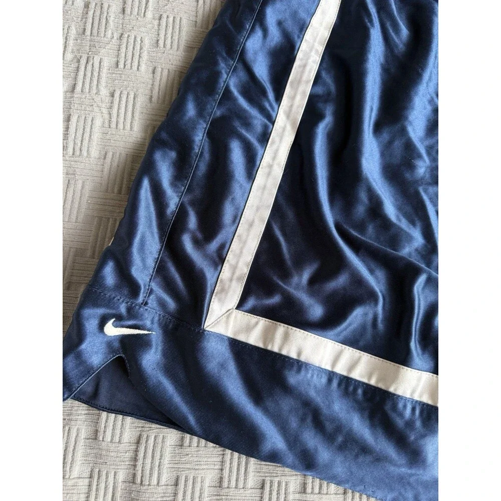 Vtg Nike Dazzle Satin Basketball Shorts Mens XL Navy Blue White Shiny Baggy Y2K